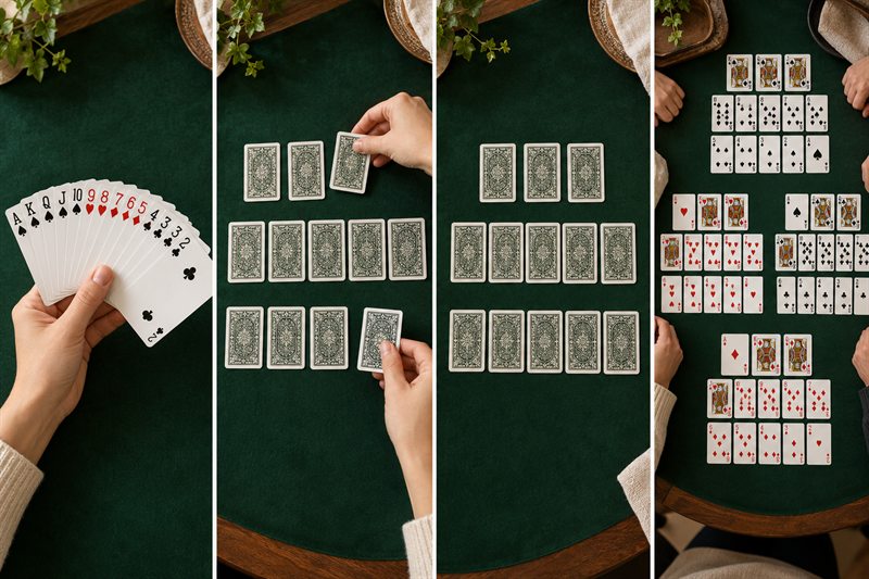 十三支一局的四格實拍:拿牌、分三墩、蓋牌、全桌開牌